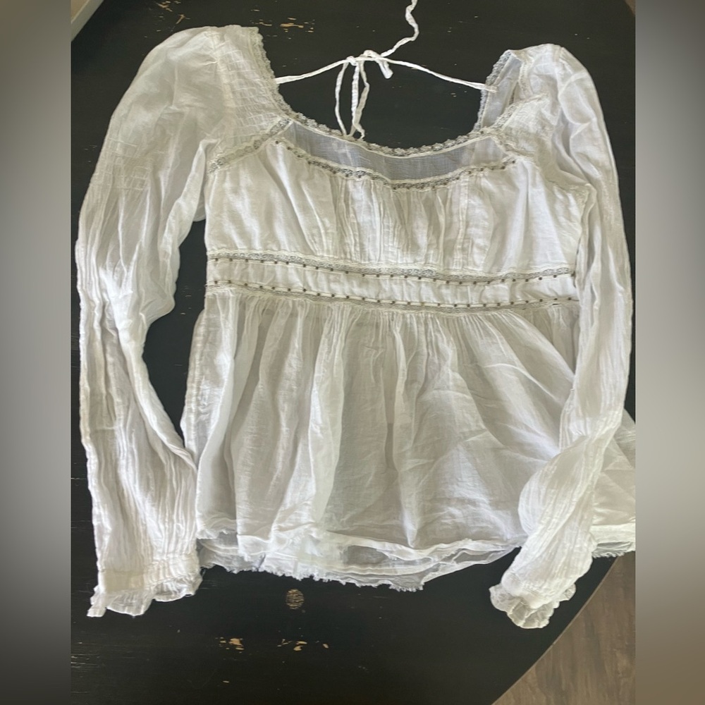 Free People Strangers In Love Square-Neck Peasant Blouse